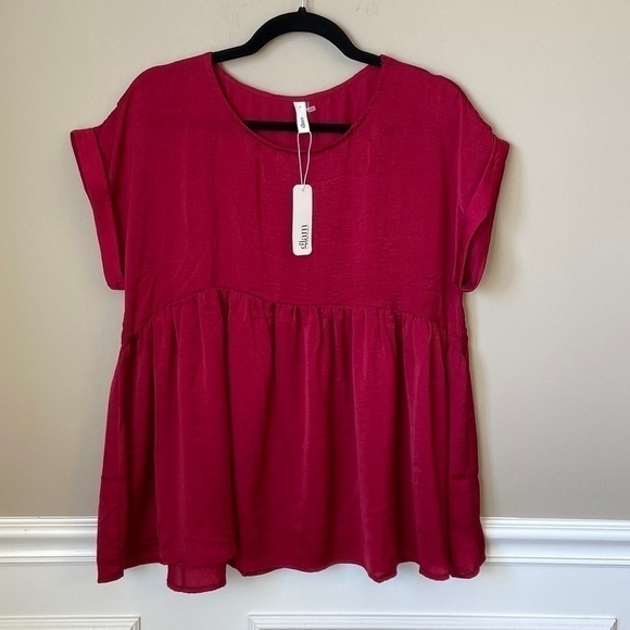 𝅺NWT Burgundy Babydoll Top Size Medium - Picture 1 of 11